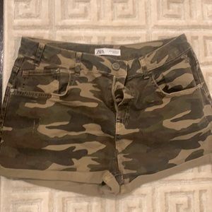 Zara camouflage denim shorts